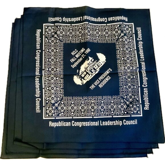 Vtg Blue Bandana Handkerchief 1990 Headwear Political Memorabilia 21”x21” Lot 4 - Picture 1 of 8